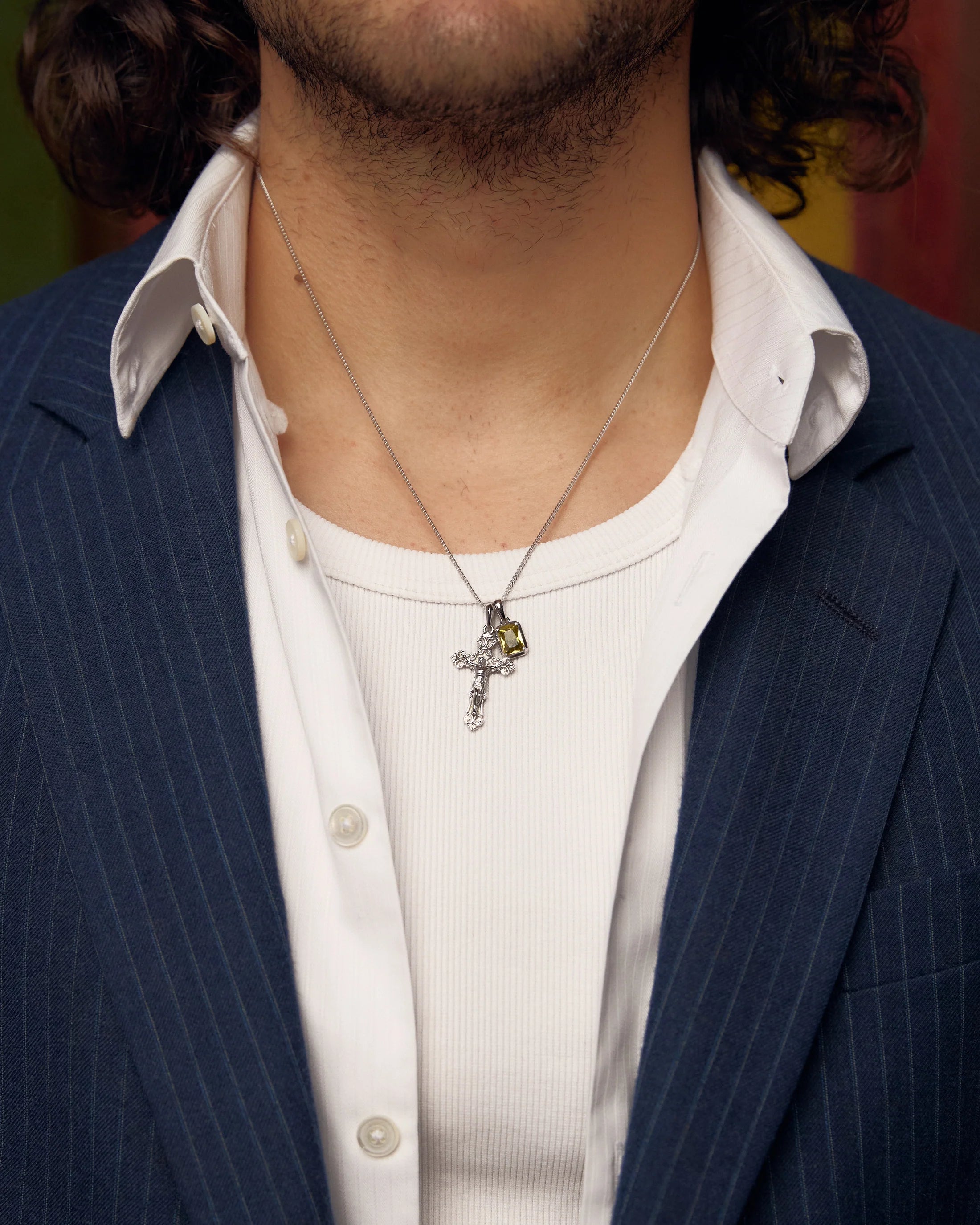 Motif Crucifix x Mediterranean Olive stone stack - Silver