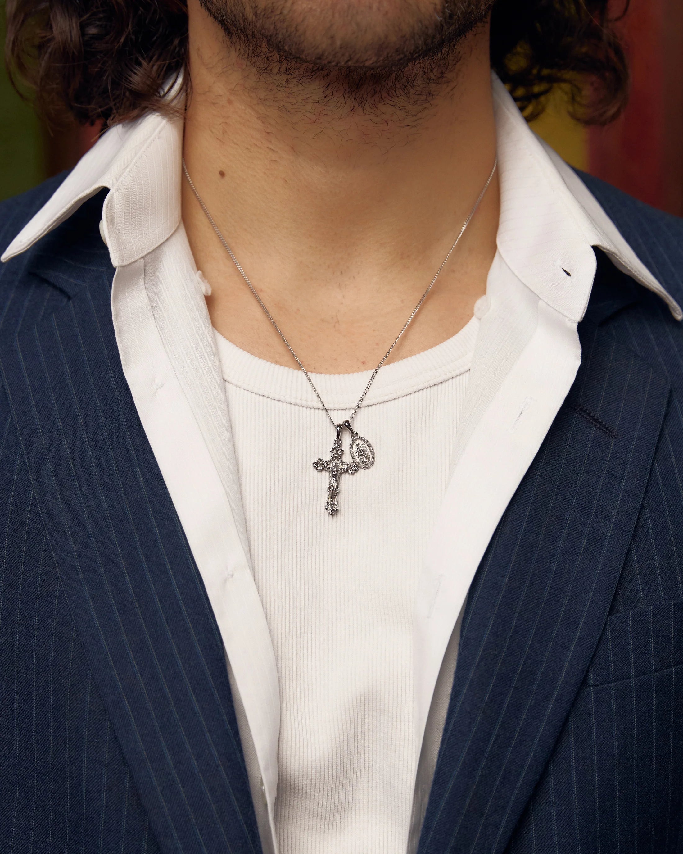 Motif Crucifix x Mini Guadalupe - Silver