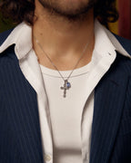 Motif Crucifix x Sapphire sea stone stack - Silver
