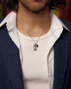 St George frame x Lisbon red stone stack - Silver
