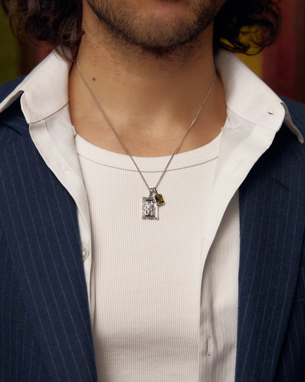 St George frame X Mediterranean Olive stone stack - Silver
