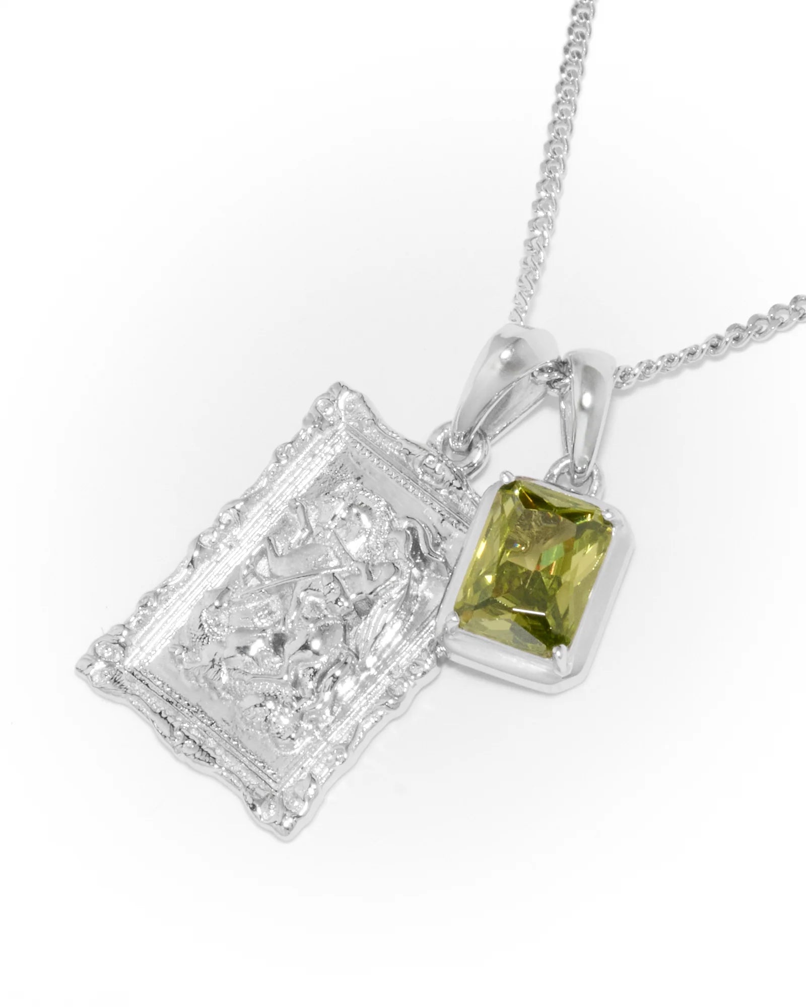 St George frame X Mediterranean Olive stone stack - Silver