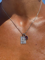 St George frame x Lisbon red stone stack - Silver