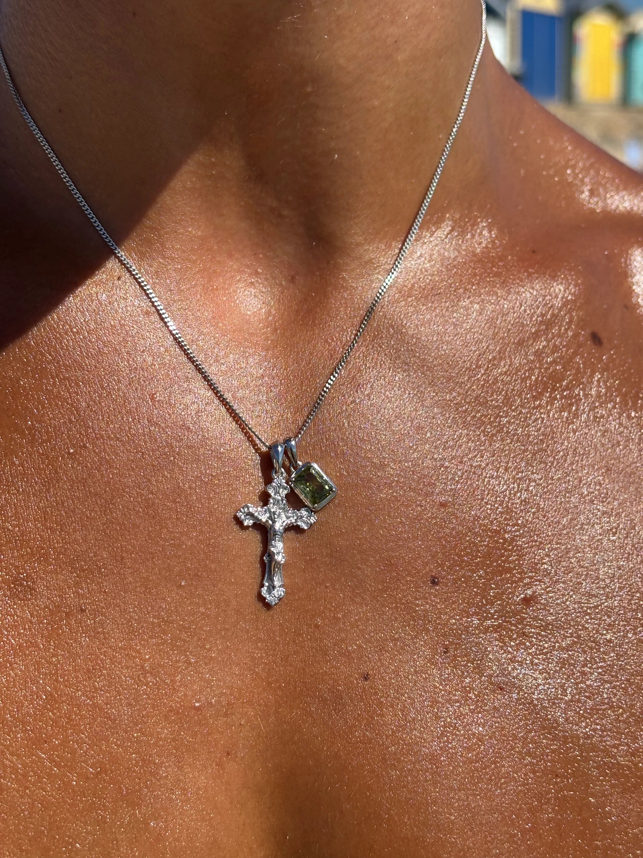 Motif Crucifix x Mediterranean Olive stone stack - Silver