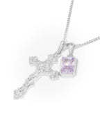 Motif Crucifix x Lavender stone stack - Silver