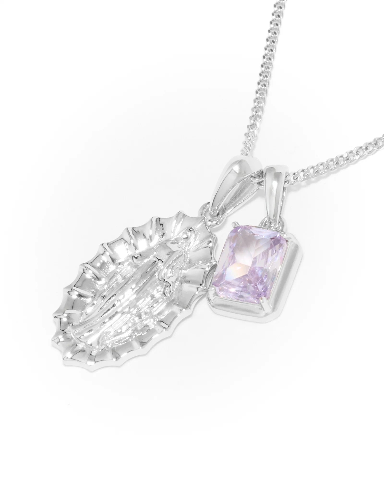 Our Lady of Guadalupe x Lavender stone stack - Silver