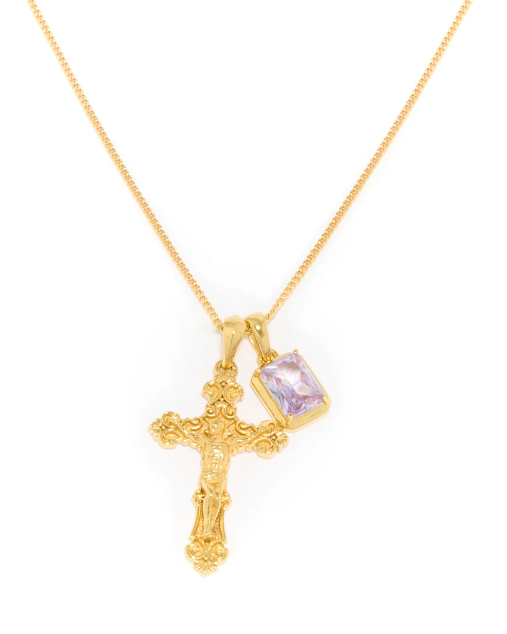 Motif Crucifix x Lavender stone stack - Gold