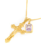 Motif Crucifix x Lavender stone stack - Gold