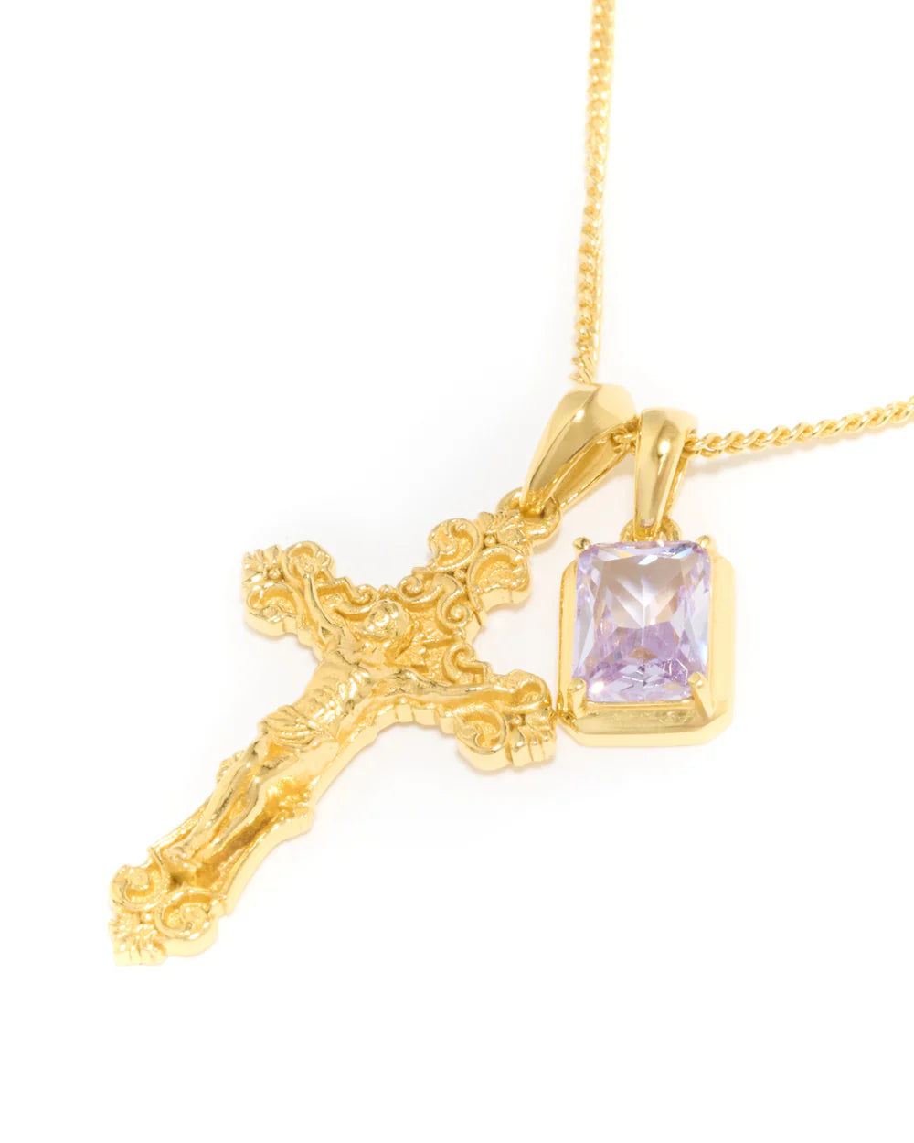 Motif Crucifix x Lavender stone stack - Gold
