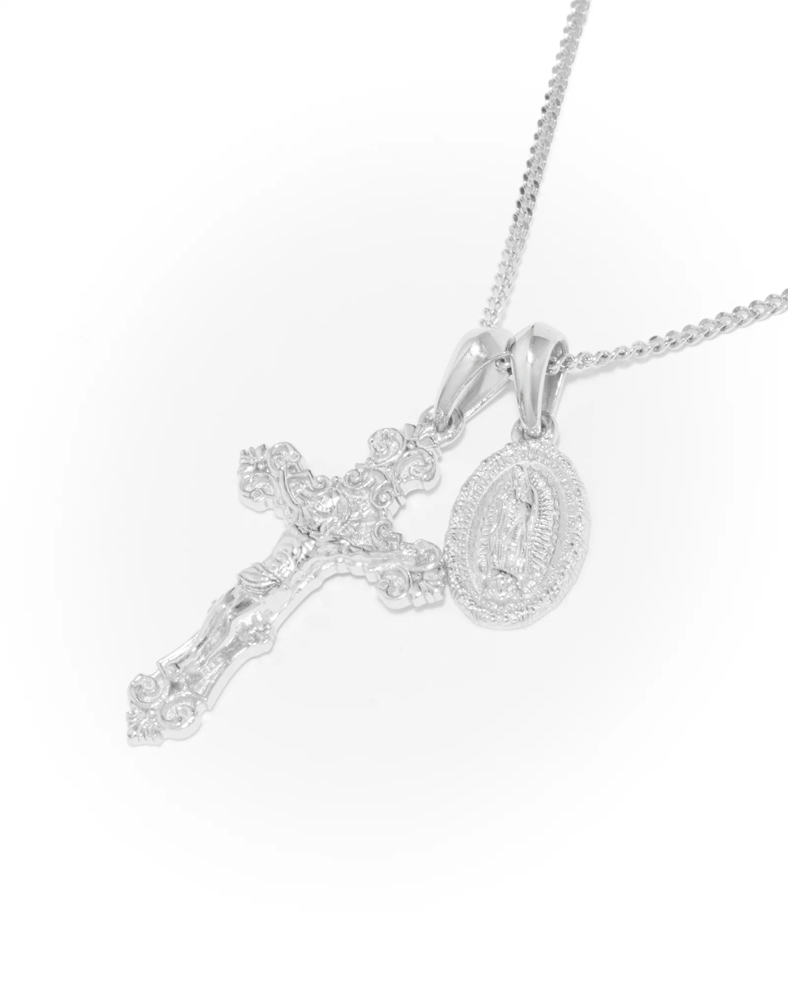 Motif Crucifix x Mini Guadalupe - Silver