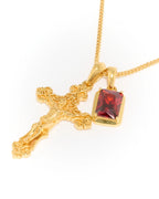 Motif Crucifix x Lisbon red stone stack - Gold