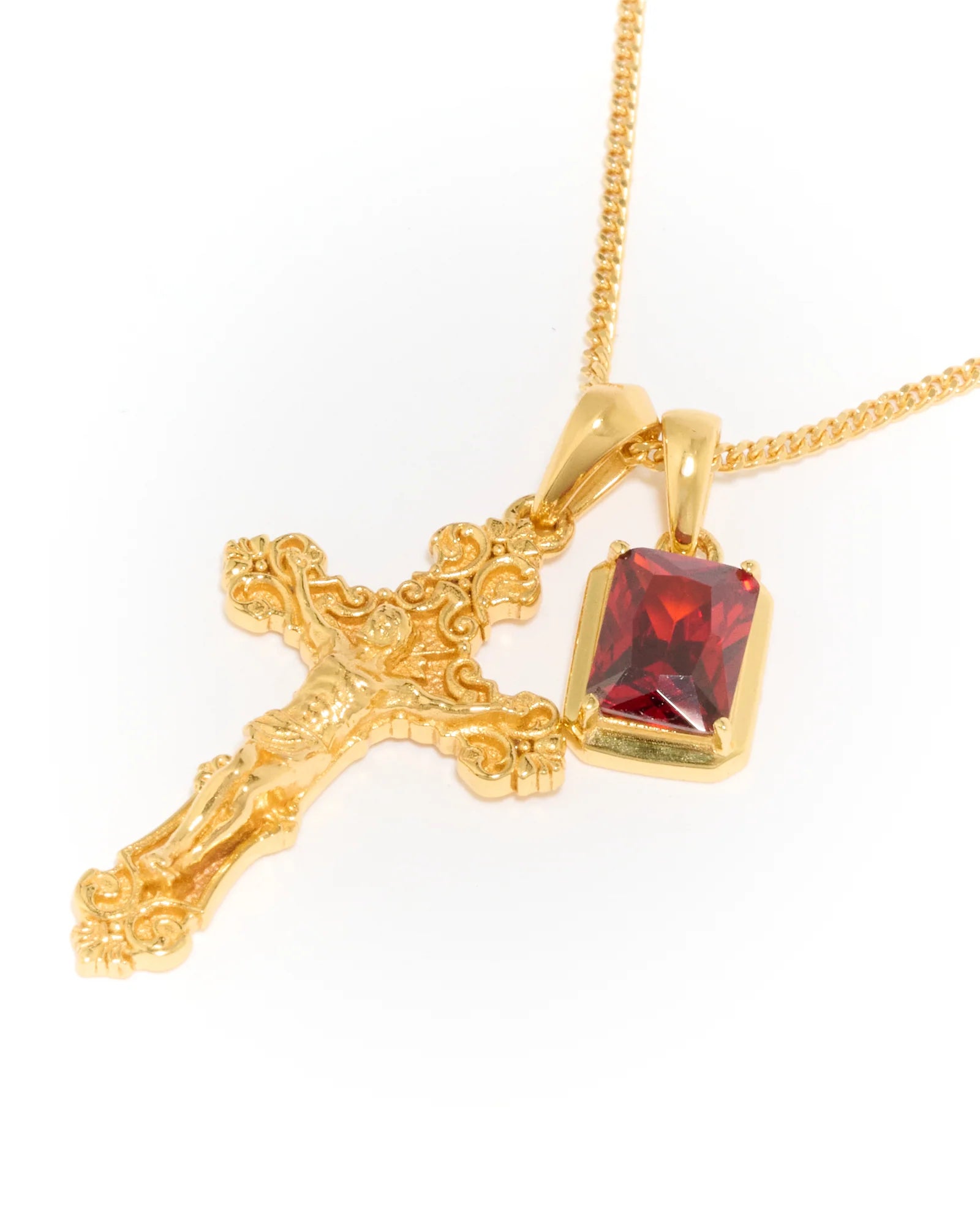 Motif Crucifix x Lisbon red stone stack - Gold