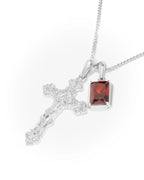 Motif Crucifix x Lisbon red stone stack - Silver
