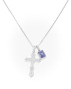 Motif Crucifix x Sapphire sea stone stack - Silver