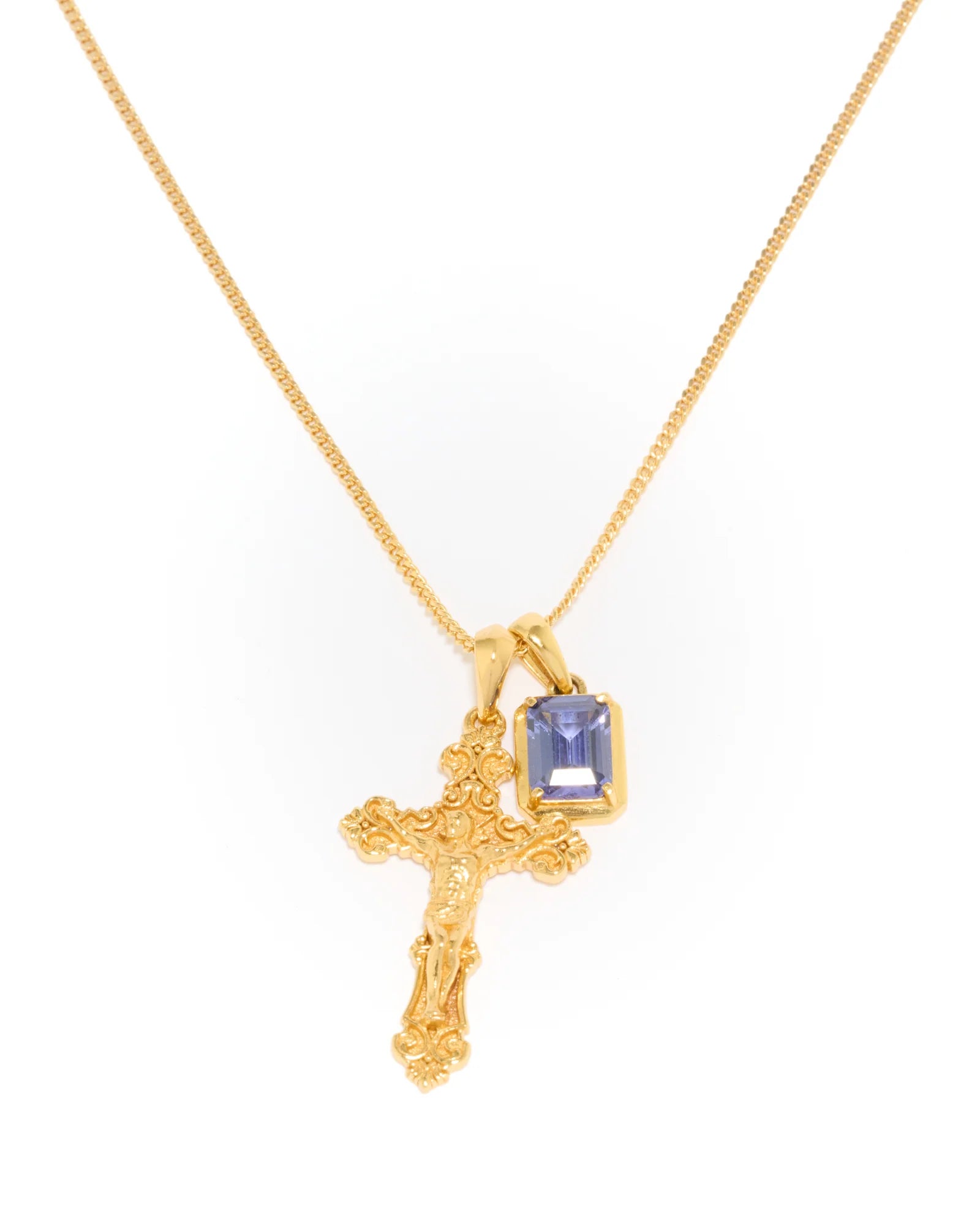 Motif Crucifix x Sapphire stone stack - Gold