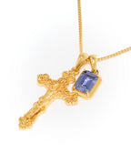 Motif Crucifix x Sapphire stone stack - Gold